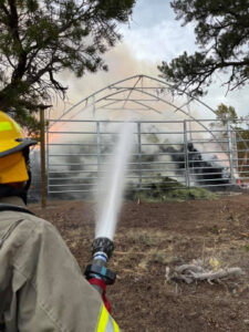 Log Hill haystack fire burns overnight